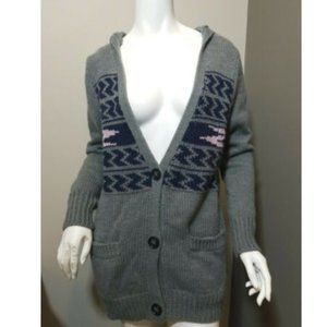 ROXY Cardigan Sweater Button Down Hooded Pockets